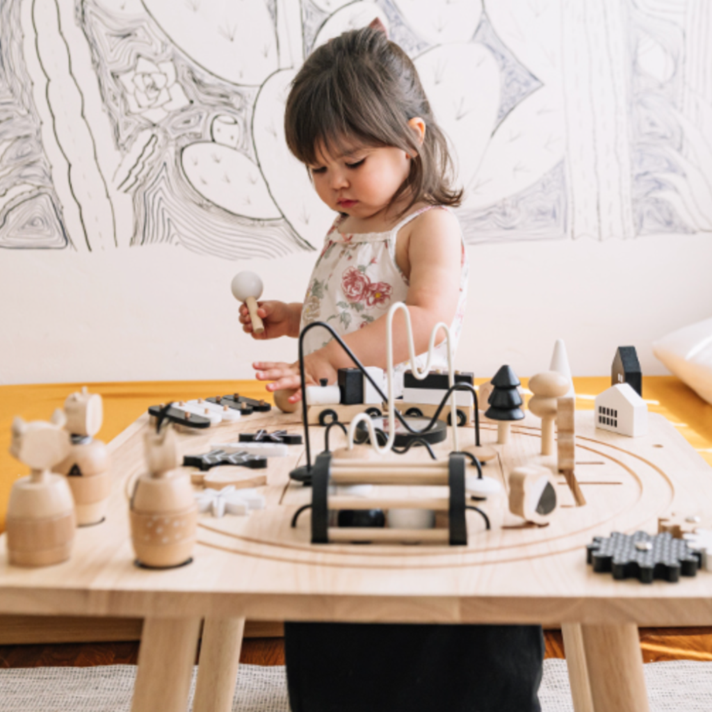 Wooden cube table for sensory activity