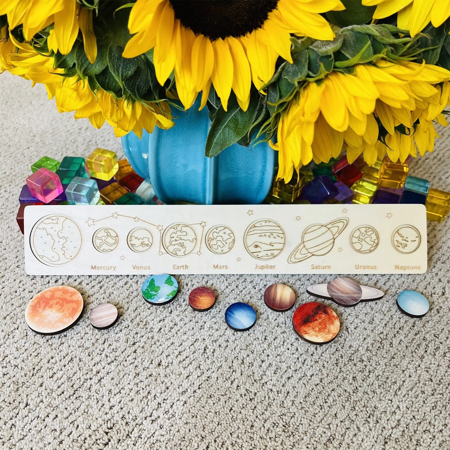 Wooden Puzzle of Solar System