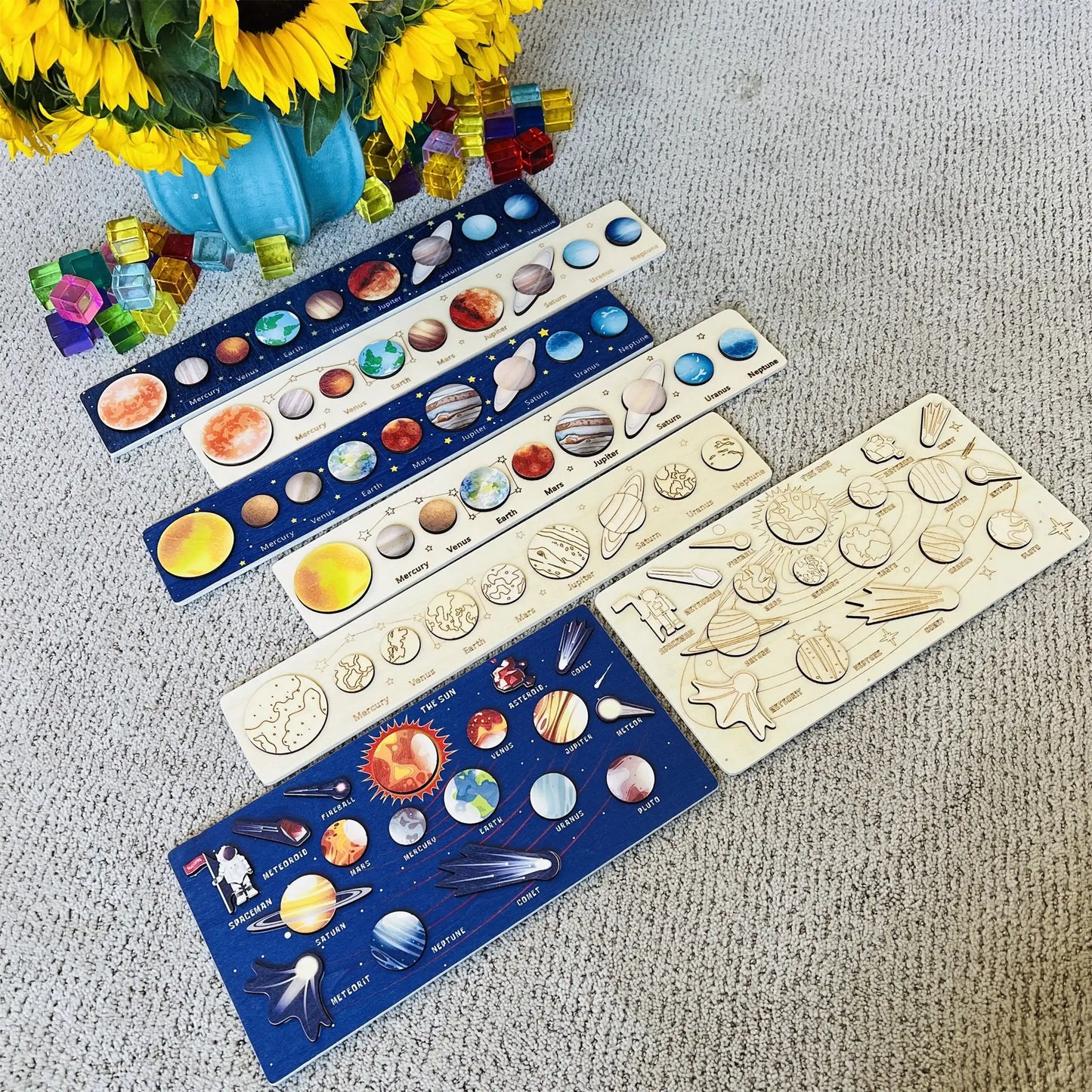 Wooden Puzzle of Solar System