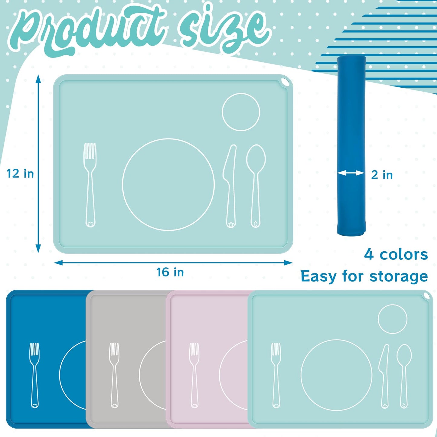 Set de table en silicone pour enfants pour table à manger | Apprentissage de la mise en table