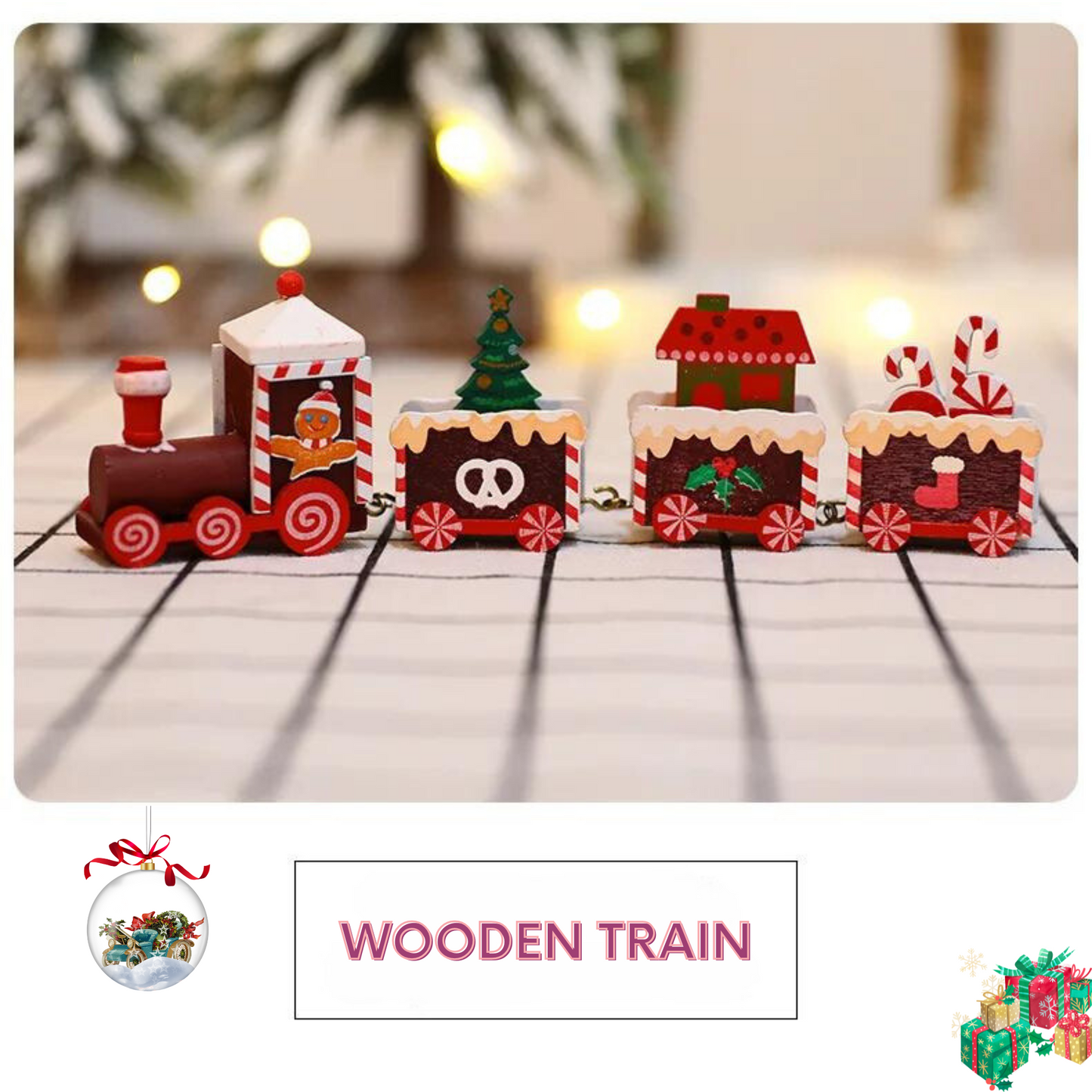 Train en bois de Noël