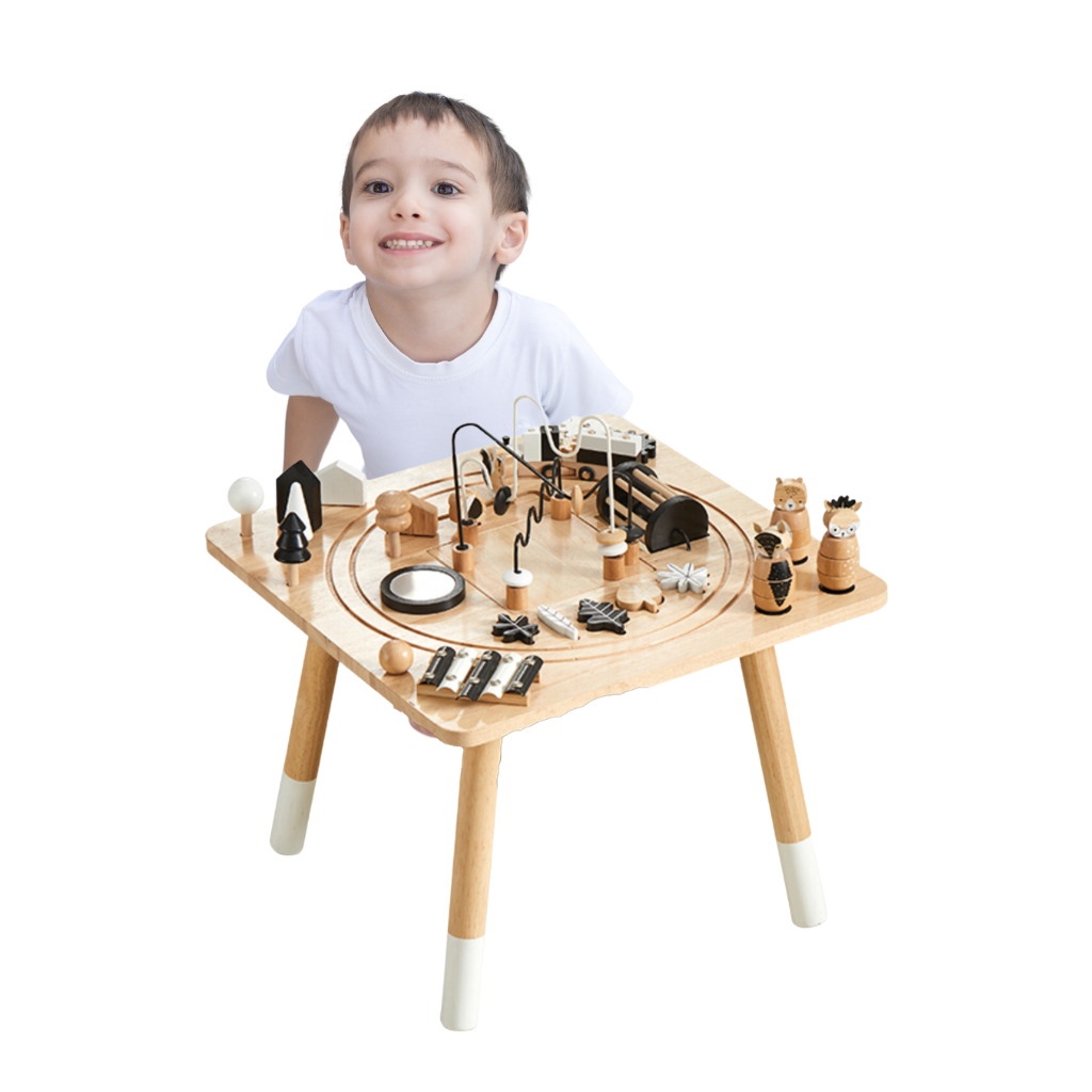 Wooden cube table for sensory activity